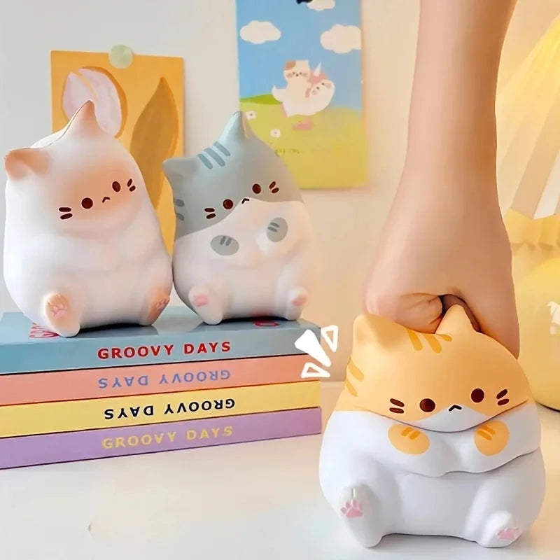 1Pc Adorable Cartoon Cat Squeeze Toys for Kids Adult Soft Pinch PU Slow Rebound Balls Pop Fidget Toys Halloween Christmas Gifts