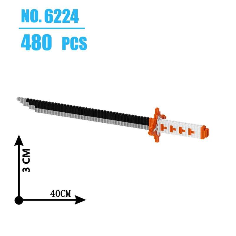 480Pcs Samurai Sword Building Blocks Ninja Blade Katana Japanese Anime Butterfly Nichirin Knife Bricks Toys For Children Adult