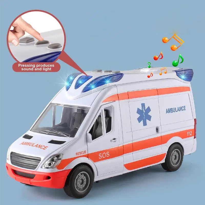 Mini Car Model Ambulance Model Sound And Light Vehicle Simulation Collection Toys Children's Birthday Gift