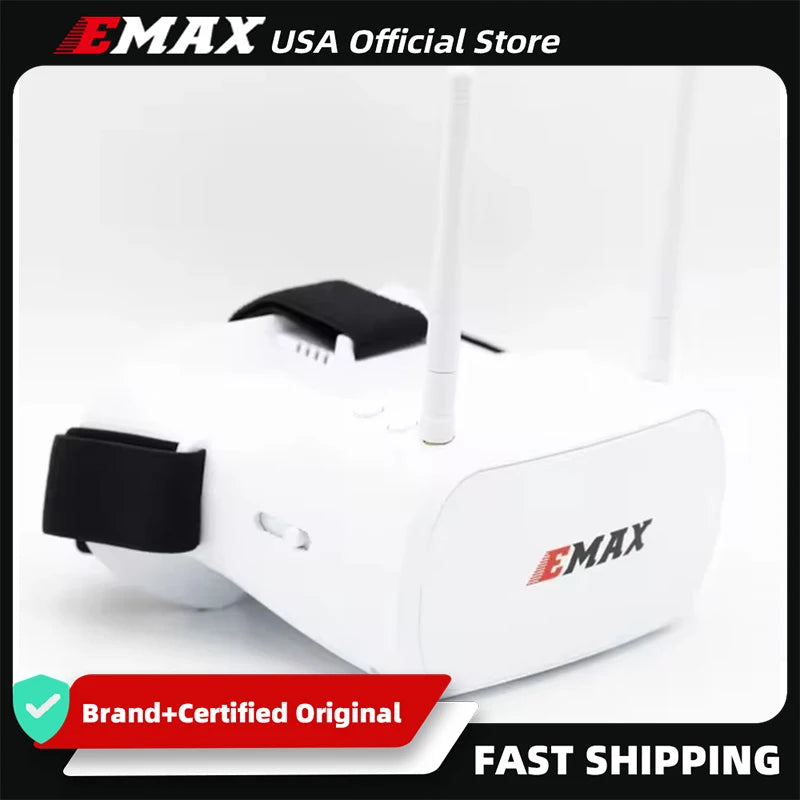 EMAX USA Official Tinyhawk 5.8G 48CH Diversity FPV Goggles 4.3 Inches Headset Dual Antennas 4.2V 1800mAh Battery For RC Drone