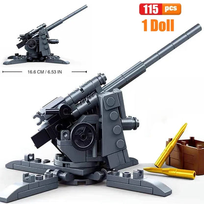 SLuban MOC WW2 Series Normandy Landing P-51 Mustang Fighte Building Blocks Higgins Landing Craft Modle Bricks Tank Toys For Kids