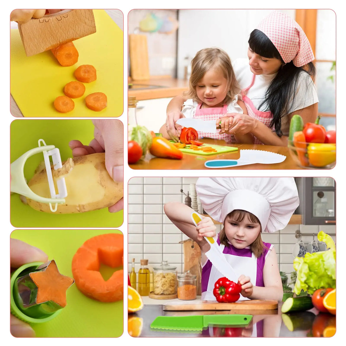 13Pcs Montessori Kitchen Tools Set Cookware Baking Toy Kids Safe Knifes With Cutting Board for Toddlers Real Cooking Accessories