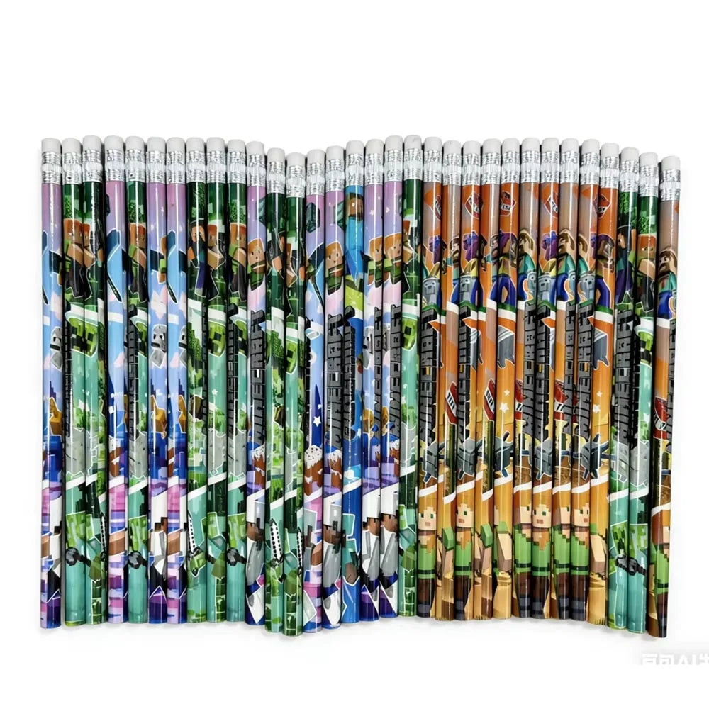 12Pcs Pencil High Appearance Level My World 2B Pencil Special Wood Pen Stationery Birthday Gift for Boy Girl