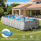 20' x 11' x 47 Rectangular Frame Pool Set with Sand Filter Pump and Removable Ladder Large Swimming Pool for Backyard Gray