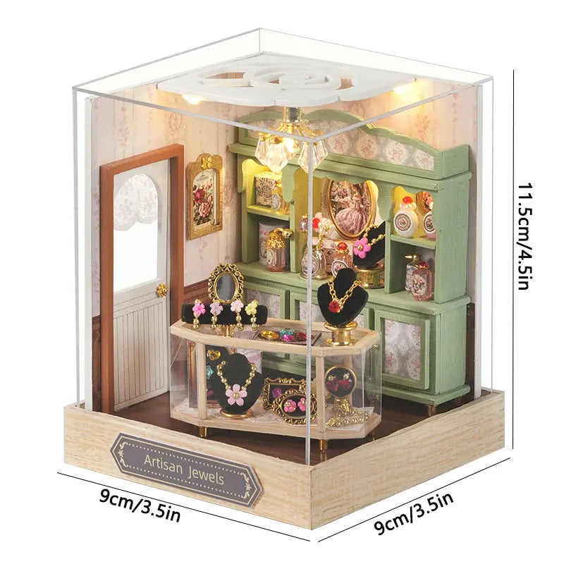 Kitten Mini Doll House 3D Puzzle Assembly Model Building Kit Creative Room Bedroom Decoration With Furniture Wooden Crafts Gifts