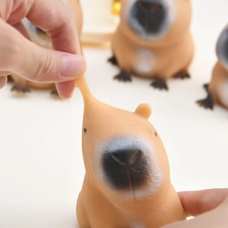 Mini Capybara Pinch Statue Stretchable Squeeze Fidget Capybara Figurines Soft Cartoon Animal Figure Home Decor Creative Gift