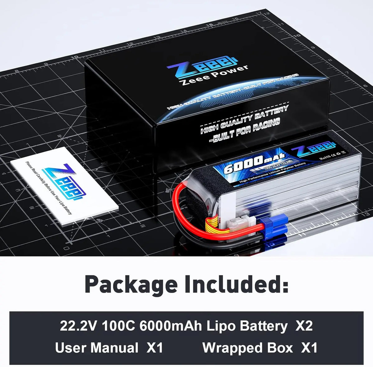 Zeee 6S 6000mAh Lipo Battery 22.2V 100C Softcase with EC5 Plug Lipo Battery for RC Car RC Airplane RC Helicopter RC Model Parts
