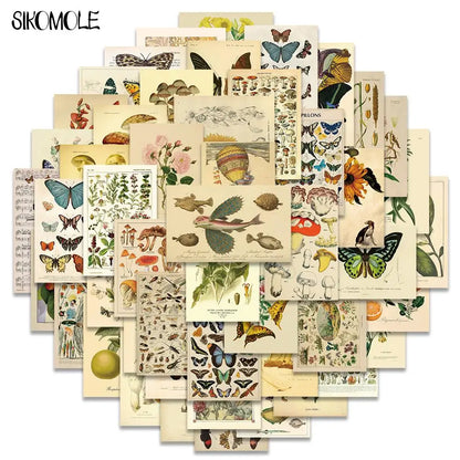 10/30/50PCS Retro Plant Insect Flower Art Stickers Mushroom Animals DIY Kids Laptop Skateboard Suitcase Decals Graffiti Sticker