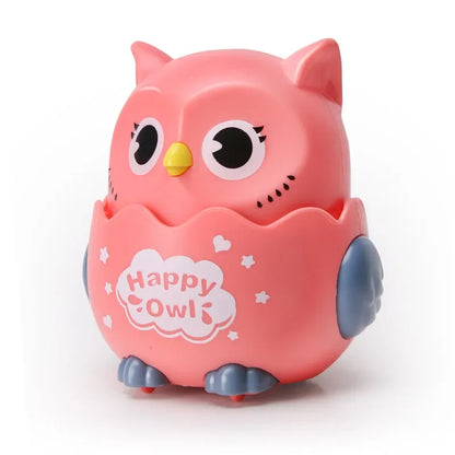 Classic Wind Up Interactive Owl Shaped Press Mechanical Sliding Toys for Boys Girls Birthday Xmas Gift
