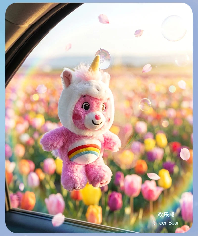 Care Bears 20cm Unicorn Hood Plush Suction Cup Ornament Wall Car Mirror Hanging Decor Cute Kawaii Stuffed Bear Toy Gift for Kids