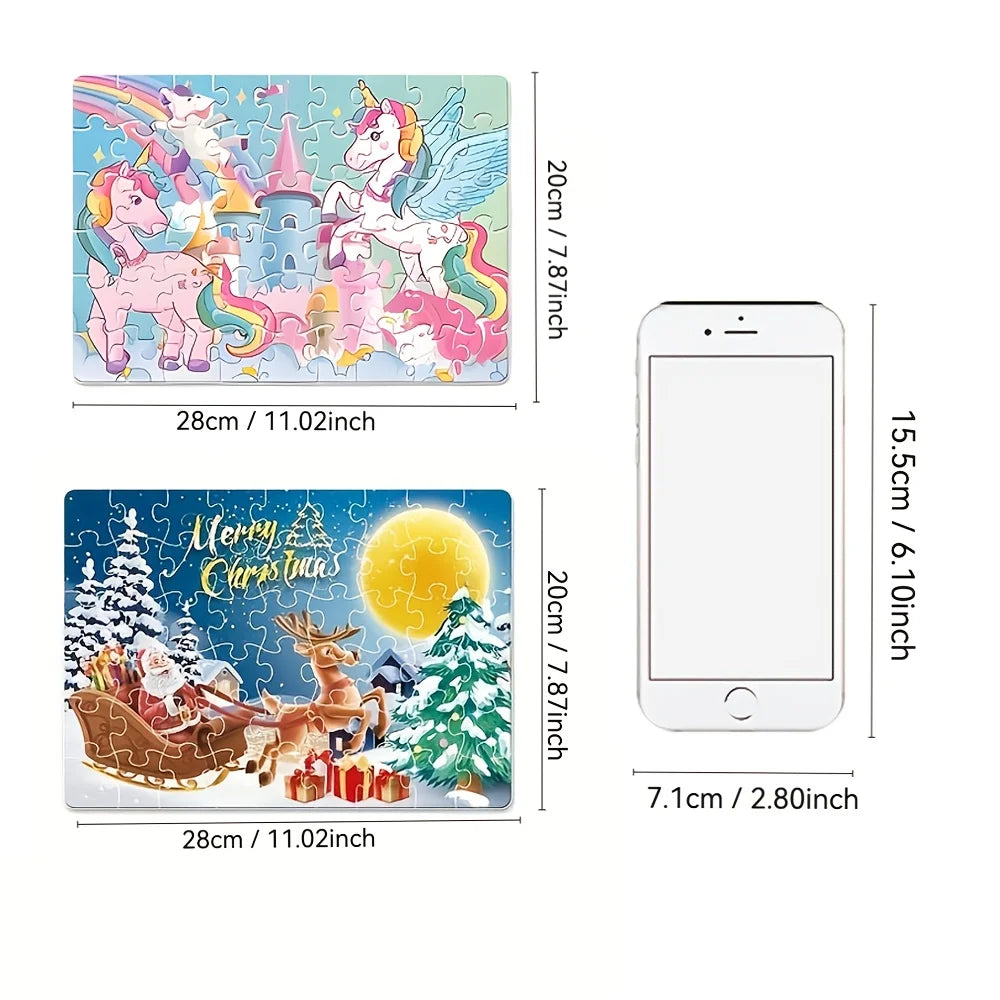 Unicorn Jigsaw Puzzle 54 Pieces, Cartoon Animal Puzzle Toy, Educational Puzzle for Kids, Cute Birthday Gift