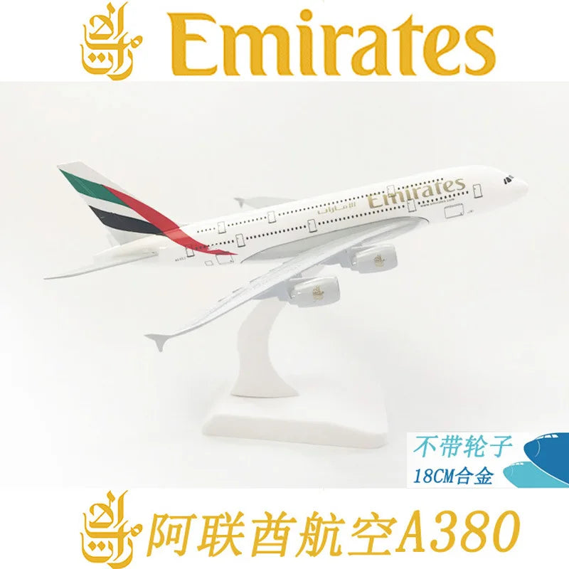 Plane Model Airbus A380 20cm Aircraft Model Emirates Metal Replica Alloy Material Aviation Simulation Airplanes Decoration