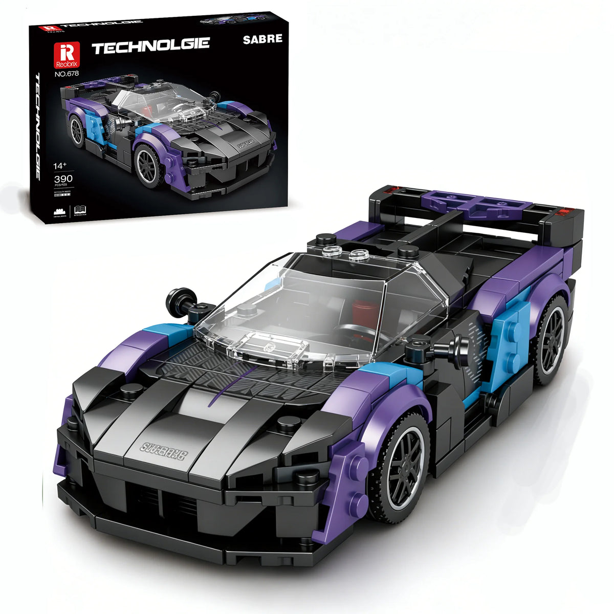 Reobrix SABRE Supercar Building Blocks Set, DIY Race Car Model Kit, Ideal Gift for Boys, Teens & Sports Car Lovers