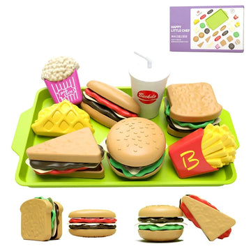 Children Hamburger Pretend Play Kitchen Toy Set – Sandwich & Fries