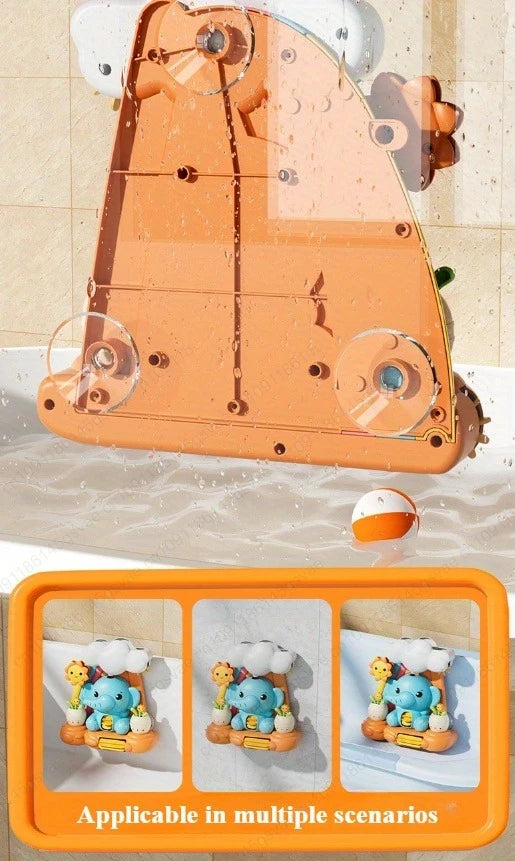 Baby children's water toys, suction cups, turning around, baby elephant water wheel, bathroom shower, male and female baby bath