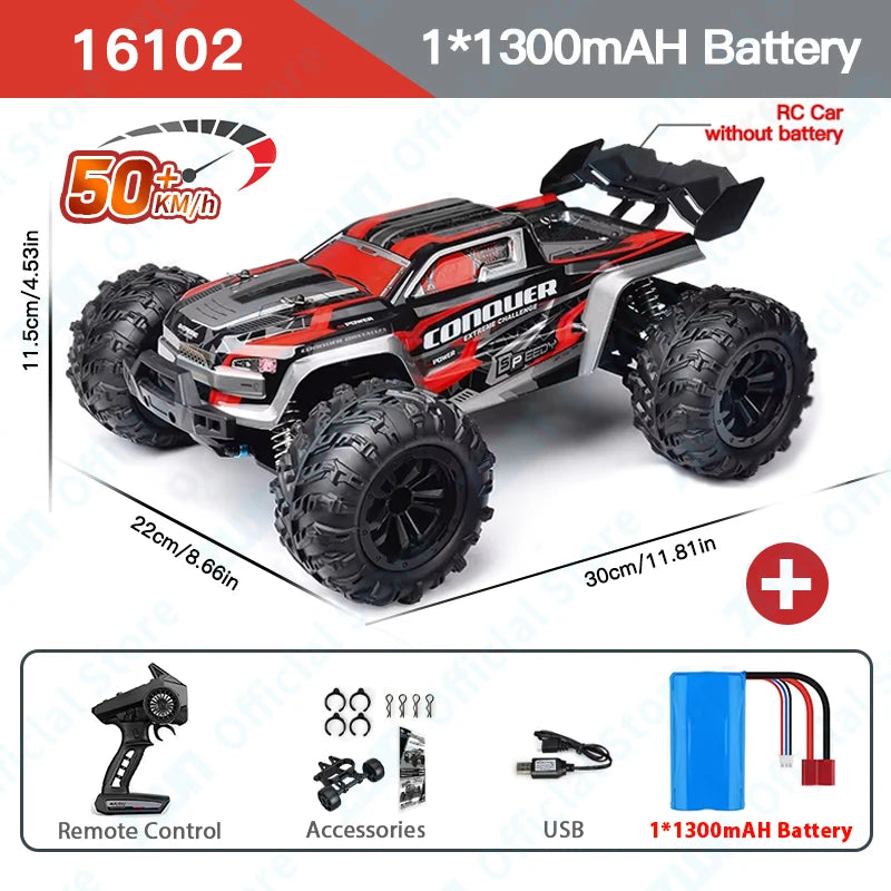 50KM/H RC Car With LED Lights 2.4G Radio Remote Control Cars Buggy Off-Road Control Trucks Boys Toy for Children VS WLtoy 144001