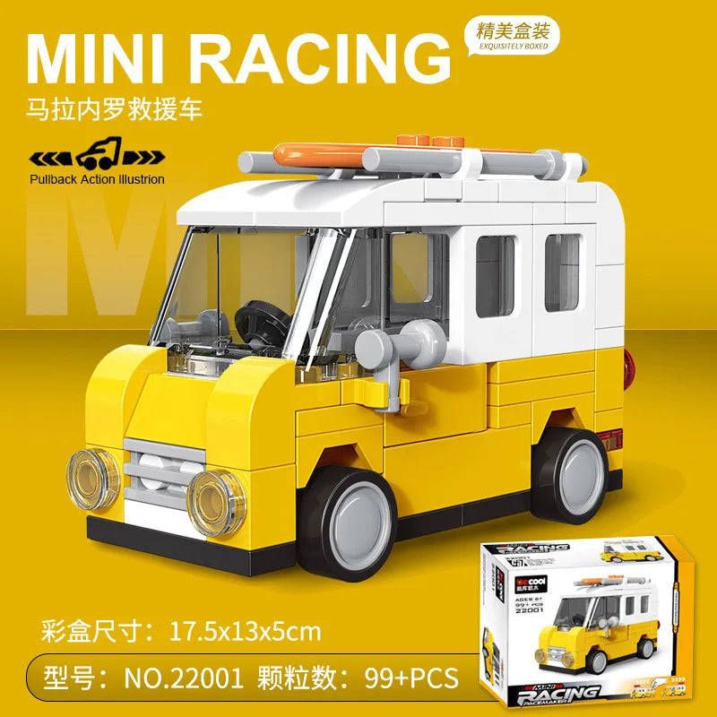 Racing Car Bus Engineering Vehicle Ambulance Pull Back Model Building Blocks Brick Toys Children Boys Birthday Gift Brick