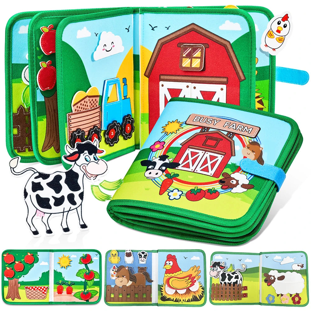 Toddlers Montessori Toy Busy Book 3D Baby Story Cloth Activities Felt Quite Book Board Preschool Learning Education Travel Toys