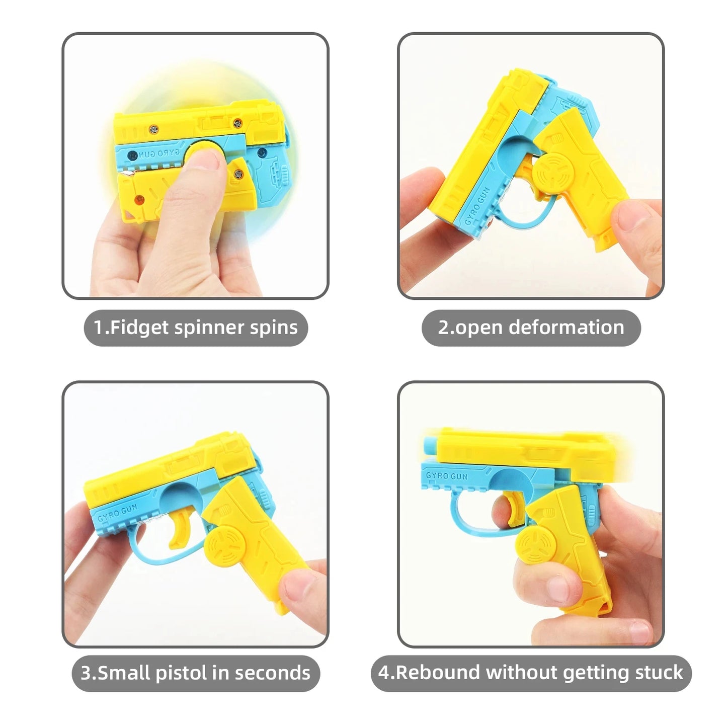2 in 1 Deformed Fidget Spinner Toys Gun for Children Antistress Hand Spinner Vent Toy Funny Automatic Rebound Mini Gun Gyro Gift