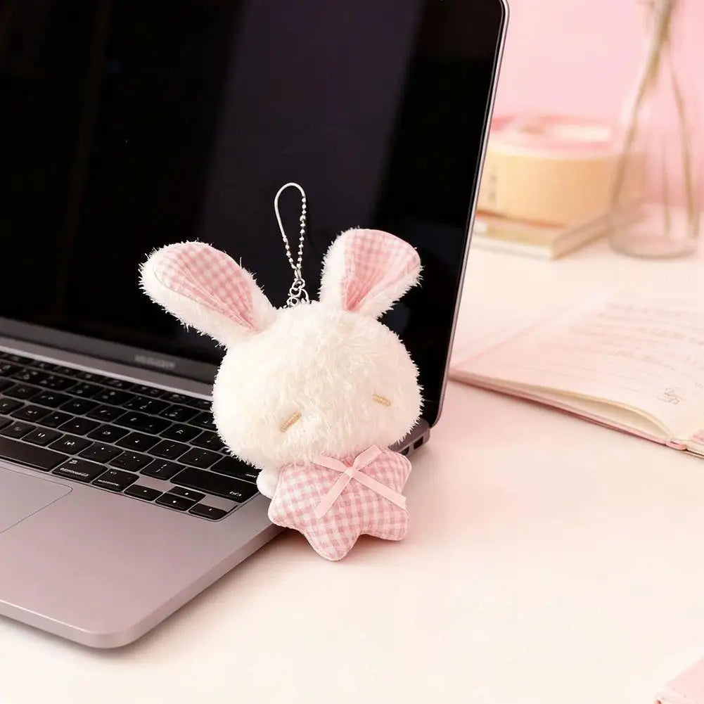 1/2Pcs Mini Angel Bunny Plush Keychain Cute Soft Rabbit Stuffed Toy Hanging Pendant Kawaii Gift for Girls