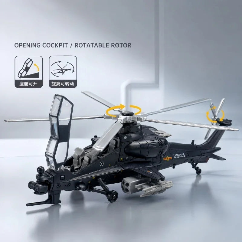 1/72 Creative Military Series AH-64/EC-665/Z-10 Helicopter Building Blocks Model Fiery Thunderbolt DIY Decor Toys For Xmas Gifts