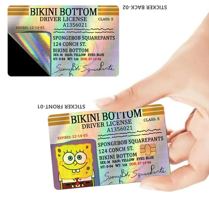 Anime Spongebob Cartoon Funny Holographic Skin Laser Shinny Sticker Film Cover for Debit Credit Bank Card No Fade Birthday Gifts