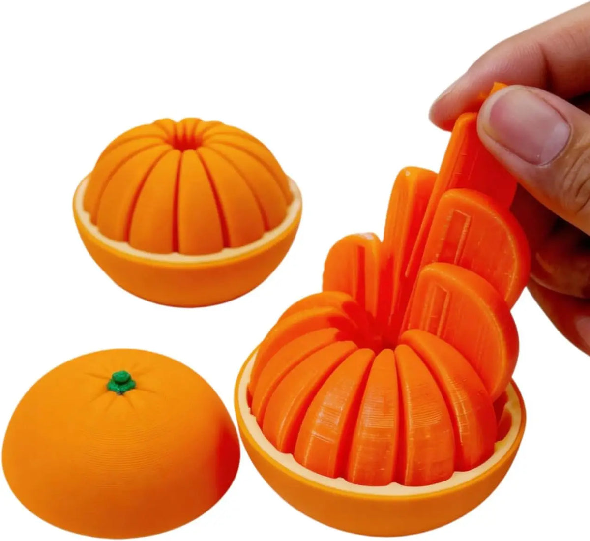 3D Printed Twisty Fidget Citrus with Smooth Rotation Realistic Orange  with Sliding Slices Desk Ornament Deformation Ball