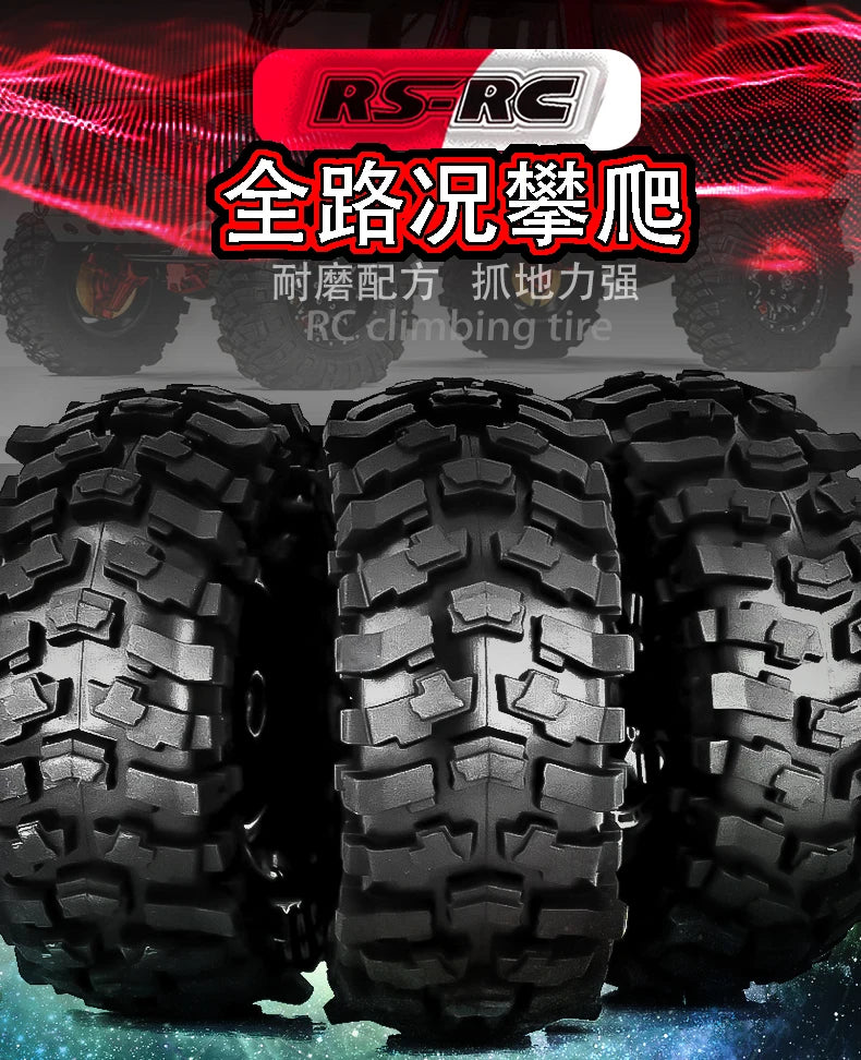 RED SPIDER 4Pcs 1.9 Inch Rock Rubber Tires 1.9" Wheel Tyres OD 118mm For 1/10 RC Crawler Axial SCX10 TRX4 D90 RC Off Road Car Upgrade Accessories