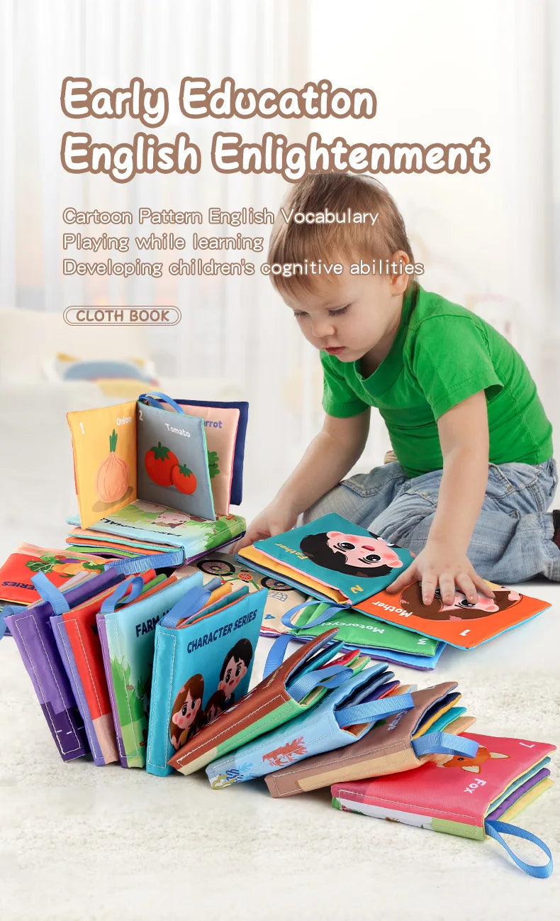 Soft Baby Books Toys Montessori 3D Touch Feel High Contrast Cloth Book Sensory Early Learning Games for Kids Educational Toys