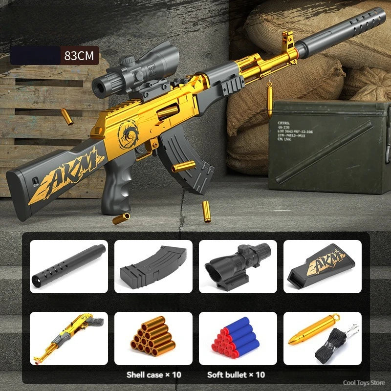 AK47 Soft Bullet Shell Ejecting Manual Toy Guns Rifle Sniper Airsoft Weapons Launcher Shooting Toys for Boys Adults CS Fighting