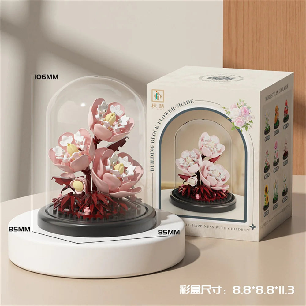 Eternal Flower Bouquet Bonsai Potted Plant Micro Building Blocks Model Home Decoration Toy For Kid Birthday Gift