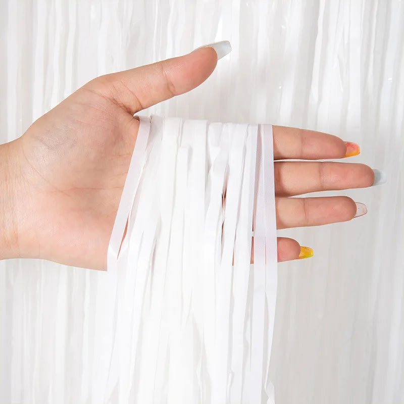 Metallic Tinsel Foil Fringe Curtains Photo Backdrop Glitter Streamers Foil Fringe Backdrop Curtain for Xmas Wedding Background