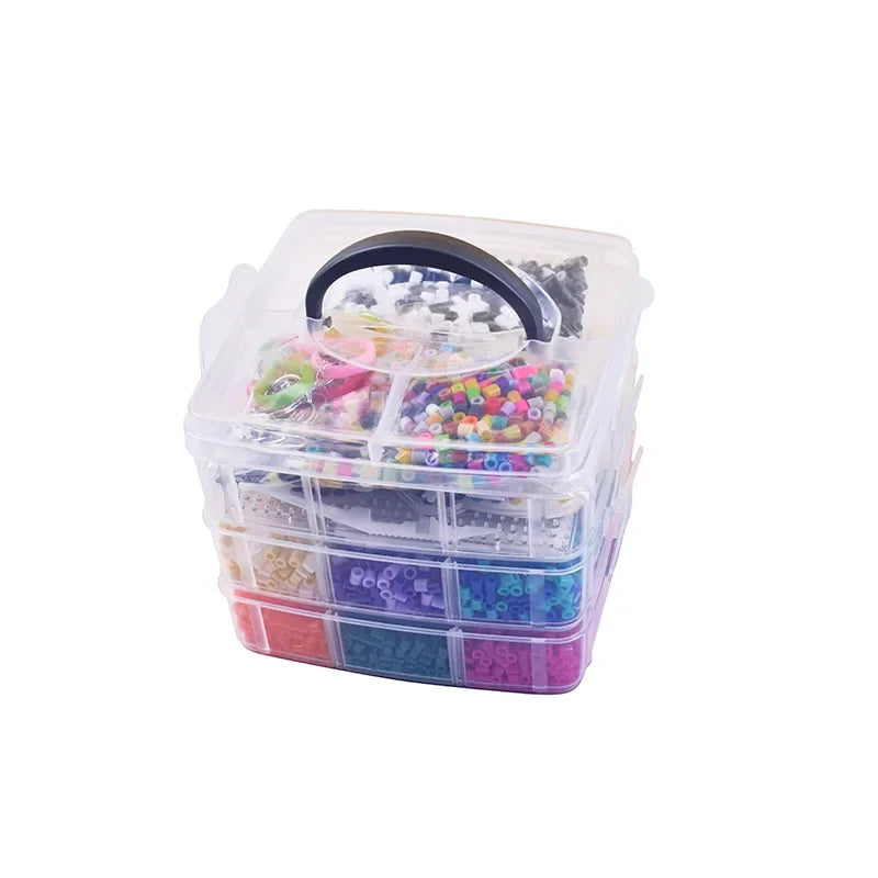 Hot Selling 5mm Hama Beads Square Small Three-layer Combination of Bean Hot Melt Beads DIY Set Pegboard  Toys for Girls