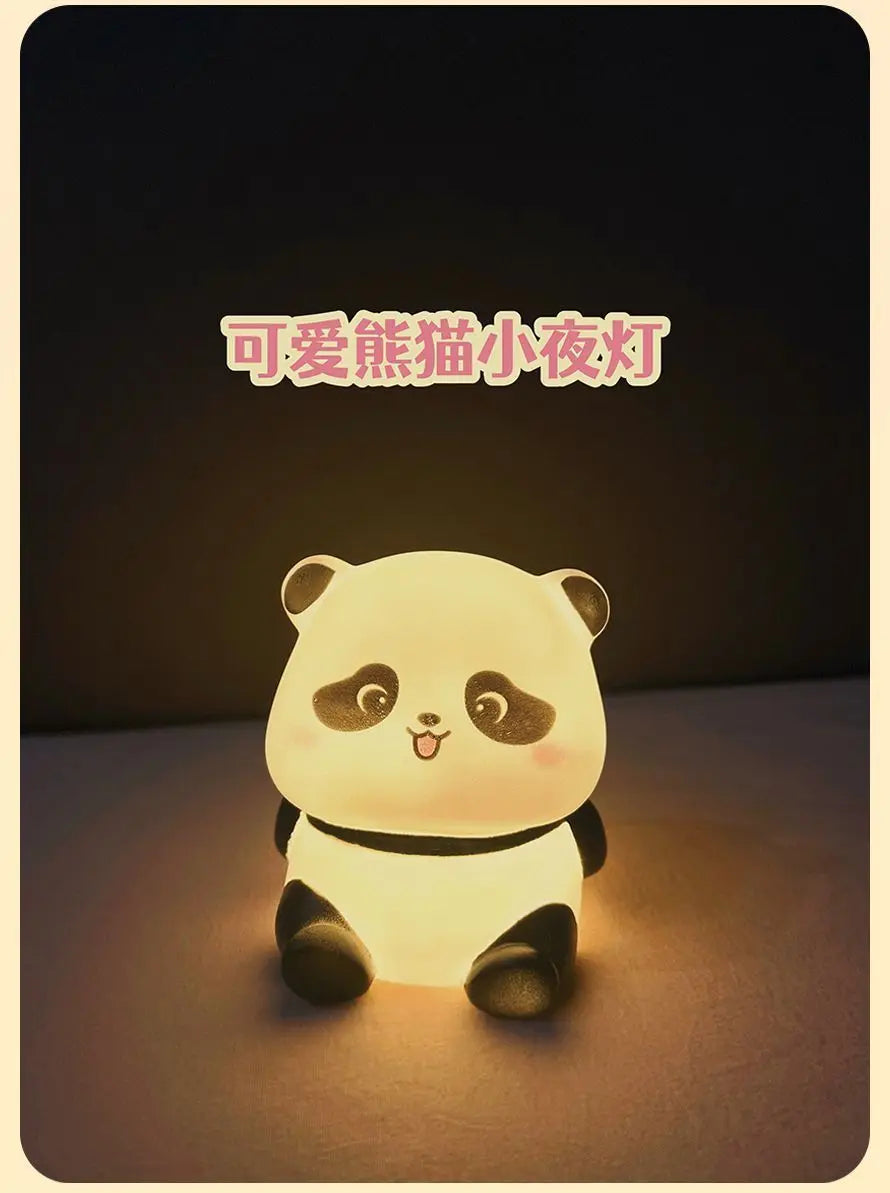 Panda Tap Night Light Soft Ambient Bedroom Lamp Sitting Prone Ornament Eye Friendly Sleep Aid Kawaii Decoration Holiday Gift
