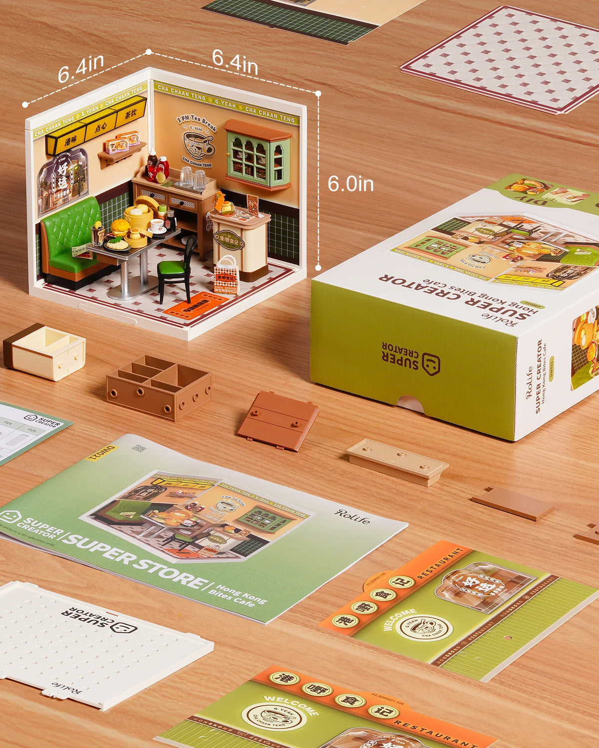 Rolife DIY Miniature House Super Creator Series Dollhouse 3D Puzzle Panda Hot Pot/Hong Kong Bites Cafe/Night Out Food Stall