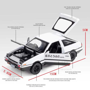 1/32 INITIAL D AE86 Alloy Car Model Diecast Toy Vehicles 4 Doors Opened Car Model Miniature Model With Light Toys For Children