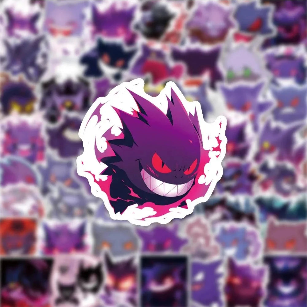 50PCS Pokemon Gengar Stickers DIY Skateboard Phone Laptop Motorcycle Waterproof PVC Kids Toy Decals