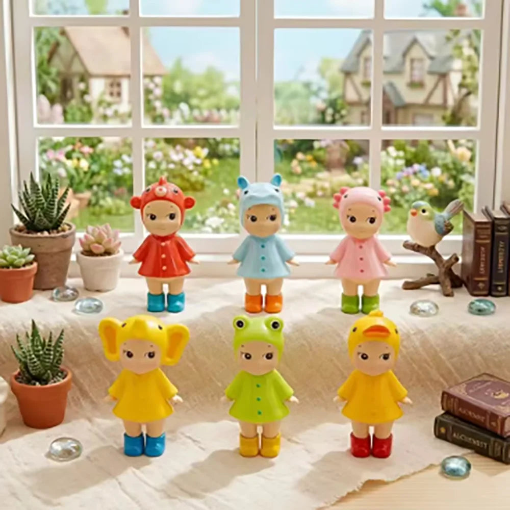 Cute Raincoat Angel Mini Figurine Blind Box, Animal Hood Doll Desktop Ornament Collectible Gift