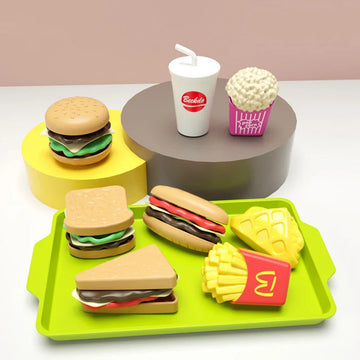 Children Hamburger Pretend Play Kitchen Toy Set – Sandwich & Fries