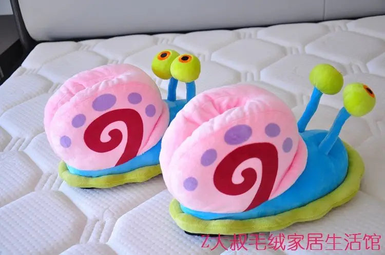 Plush SpongeBob SquarePants Cotton Shoes Snail Bags Heels Cute Home Slippers SpongeBob SquarePants Snail Boots Plush Gift