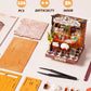 Rolife DIY Miniature House Kit Tipsy Cat Bar Mini Dollhouse Model Building Kit Wooden 3D Puzzle Toys with LED Light for Home Decor Gift for Adults Kids Friends