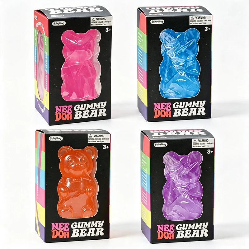 Schylling Transparent Jelly Needoh Gummy Bear Fidget Sensory Toy TPR Non-toxic Relieve Tension Soothe Mood Autism Calming Toy