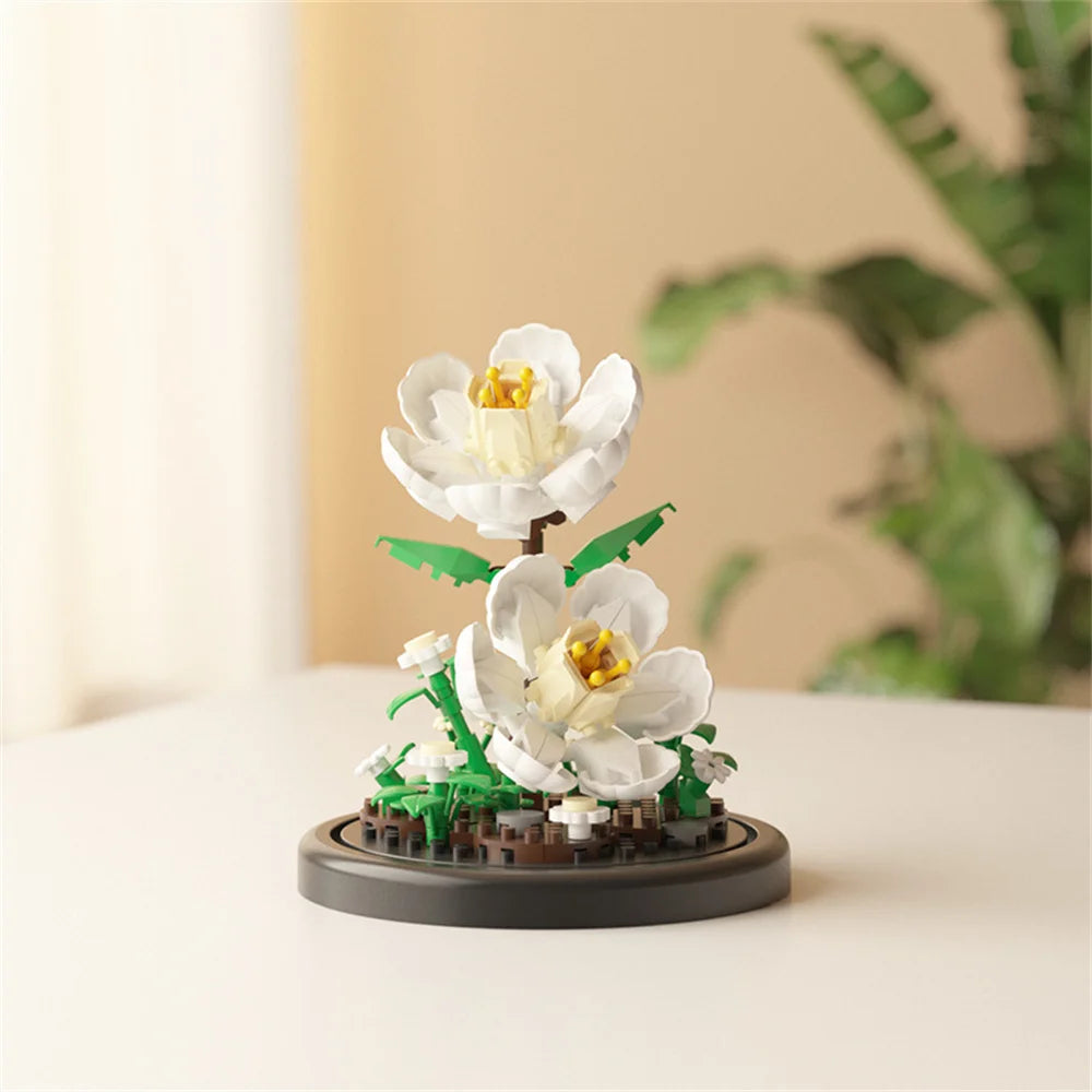 Eternal Flower Bouquet Bonsai Potted Plant Micro Building Blocks Model Home Decoration Toy For Kid Birthday Gift
