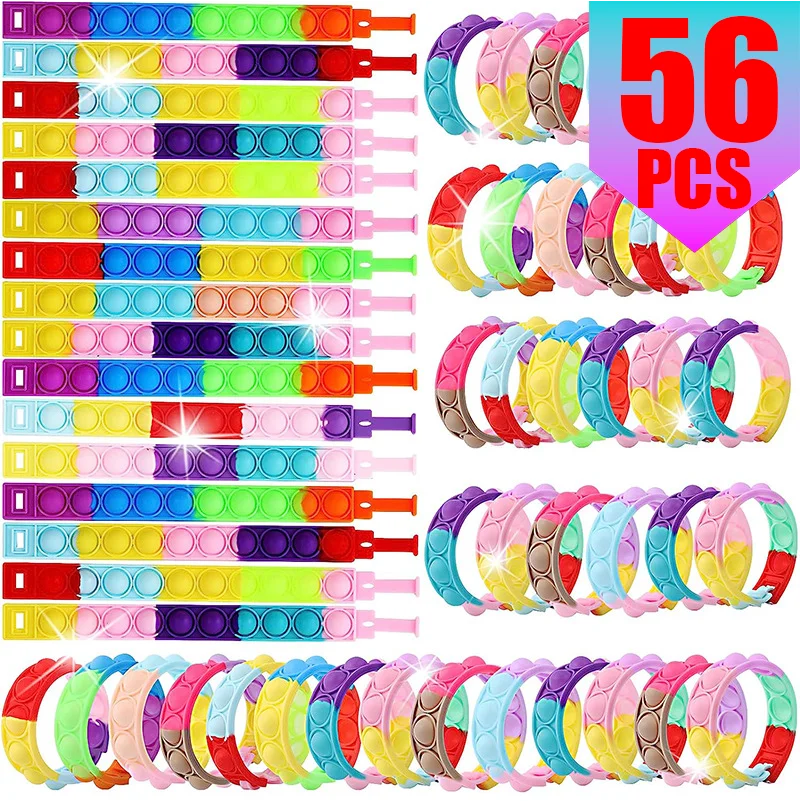 Push Pop Bubble Sensory Bracelet Fidget Toy for Kids Stress Reliever Classroom Reward Party Favors Children's Gift Pop Bracelet