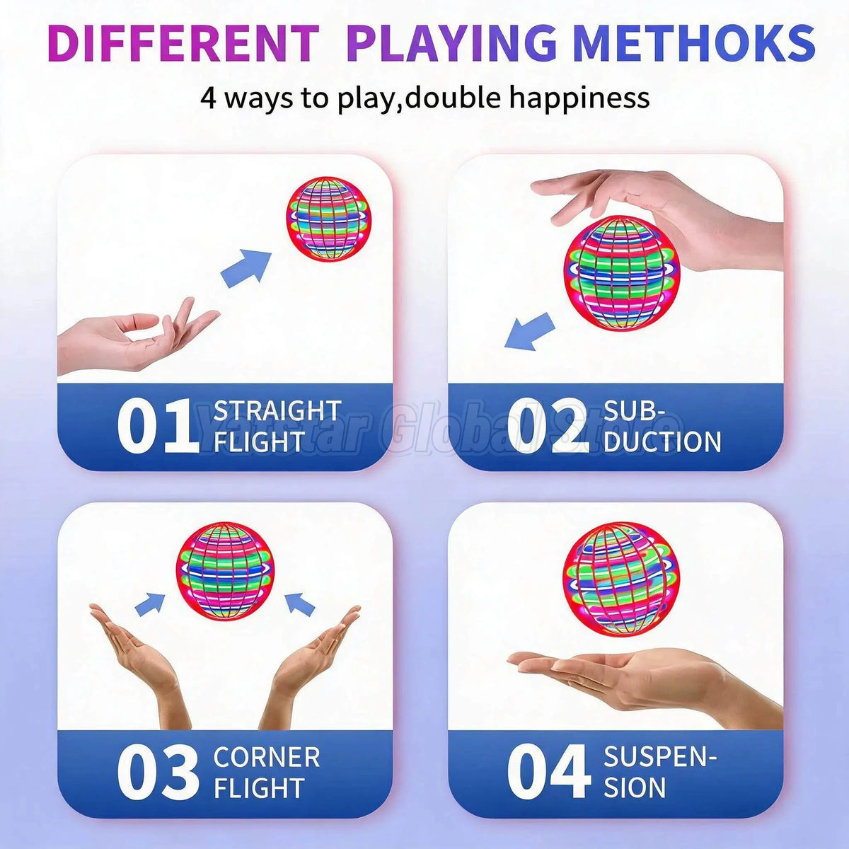 Magic Flying Ball Boomerang LED Lights Hover Drone Flying Orb Spinner 360°Rotating Fidget Luminous Toy for Teens Adults Gift Fun