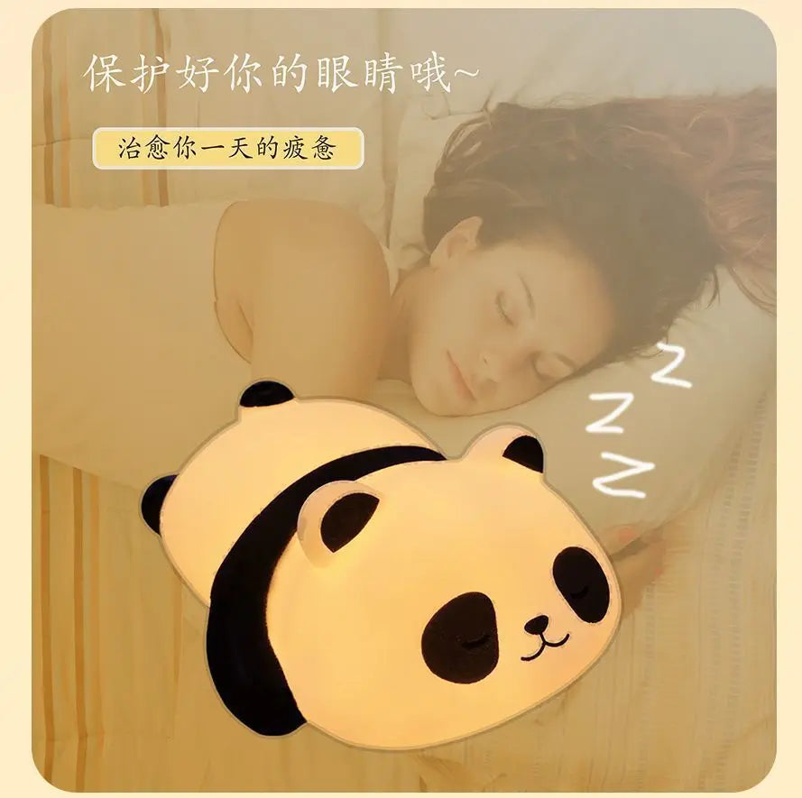 Panda Tap Night Light Soft Ambient Bedroom Lamp Sitting Prone Ornament Eye Friendly Sleep Aid Kawaii Decoration Holiday Gift