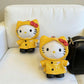 Cute Hello Kitty Plush Keychain Cartoon Yellow Raincoat KT Cat Stuffed Toys Dopamine Unique Backpack Doll Pendant Perfect Gifts