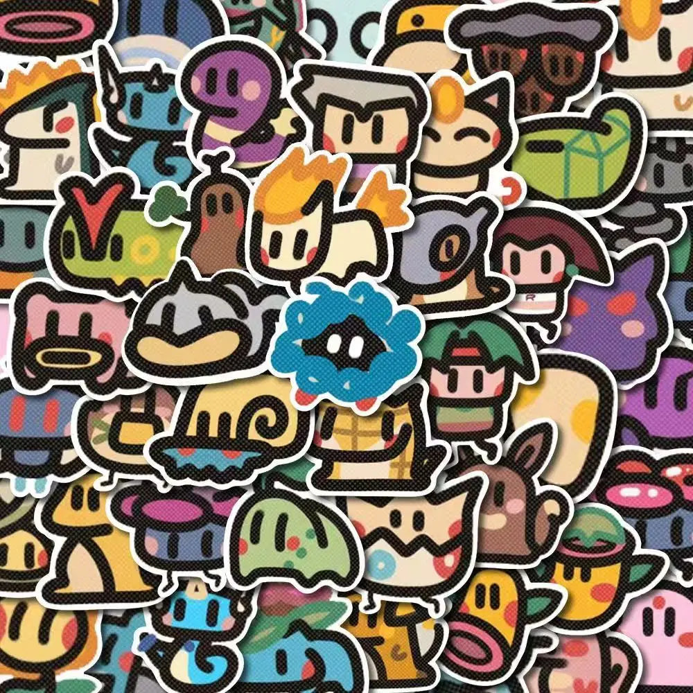 100pcs Pokemon Kawaii Stickers Old School Sticker Charmander Pikachu Psyduck Artist Work Gifts for Kids for Bike Guitar Laptop
