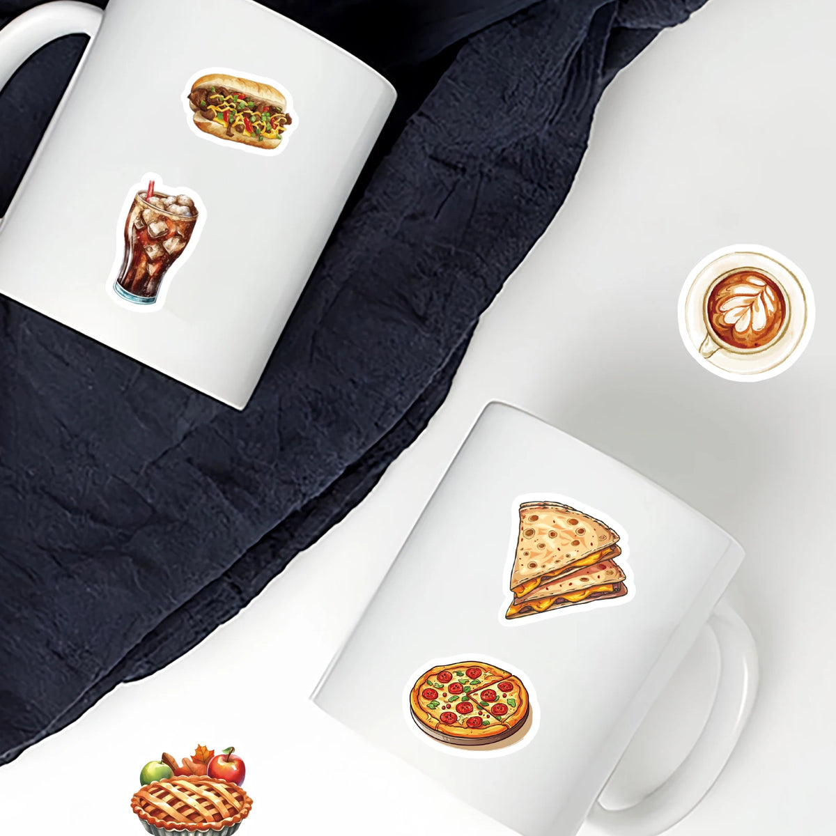 46pcs Burger, Pizza, Coffee American Food Theme Stickers Decorated Notebook Water Bottle Diary Classic Toy Scrapbook DIY Decal