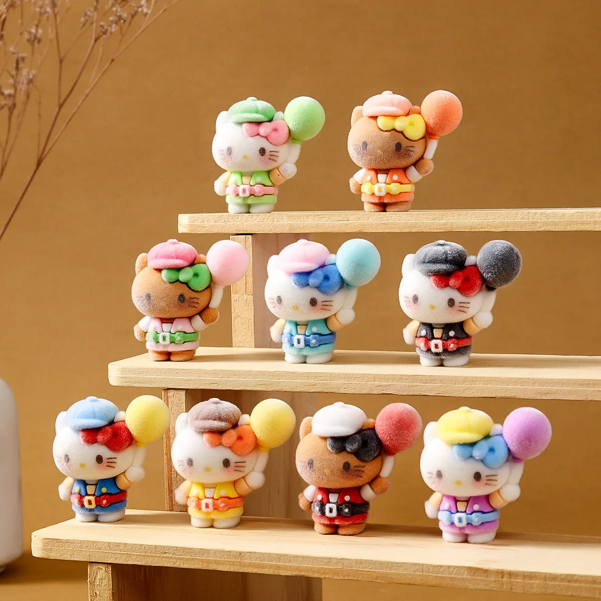 Kwaii Flocking Kitty Mini Figurine Little Kitty Doll Car Office Deskop Decoration Crafts Accessories Small Gifts